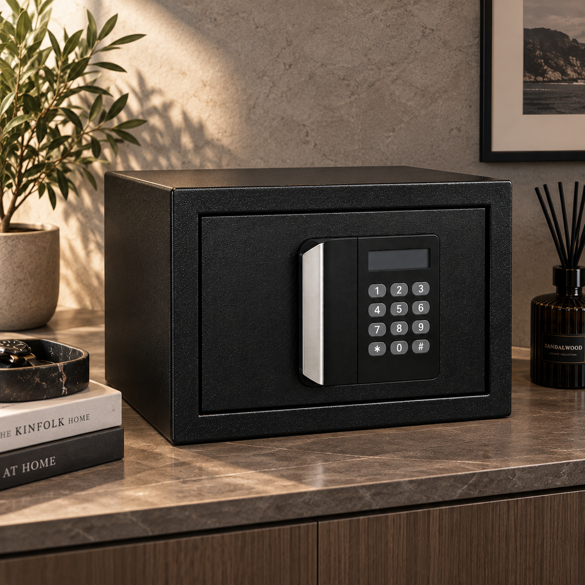 Coffre-fort électronique noir à serrure numérique ValSafe — vue produit 3